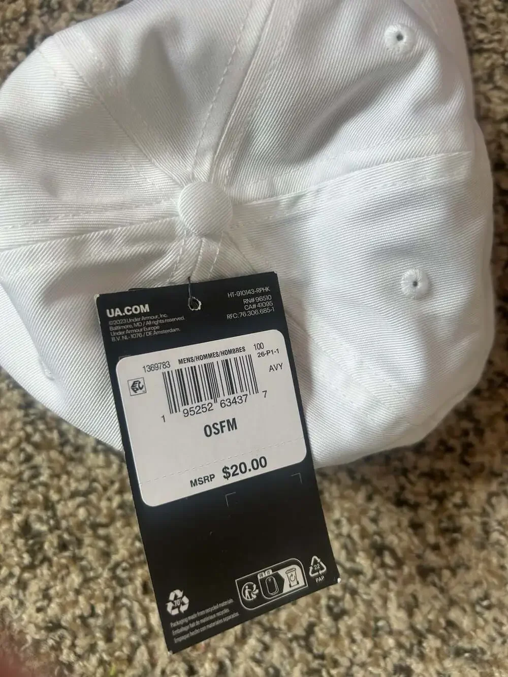Under Armour Men's Adjustable Baseball Cap White OSFM